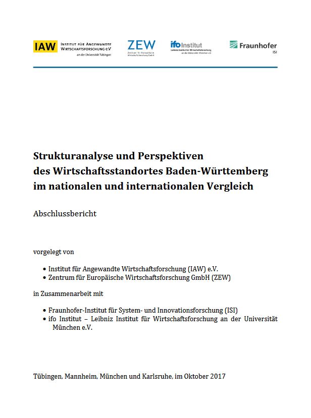 Strukturanalyse und Perspektiven  des Wirtschaftsstandortes Baden-Württemberg  im nationalen und internationalen Vergleich