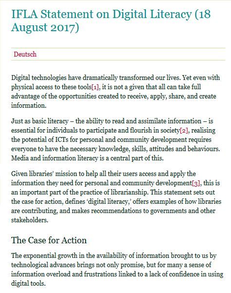 IFLA Statement on Digital Literacy