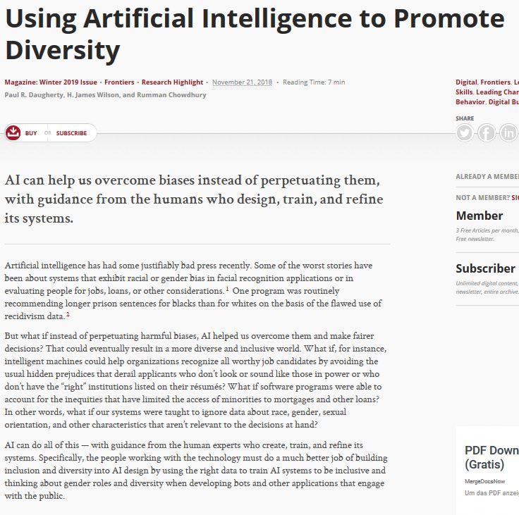 Using Artificial Intelligence to promote diversity